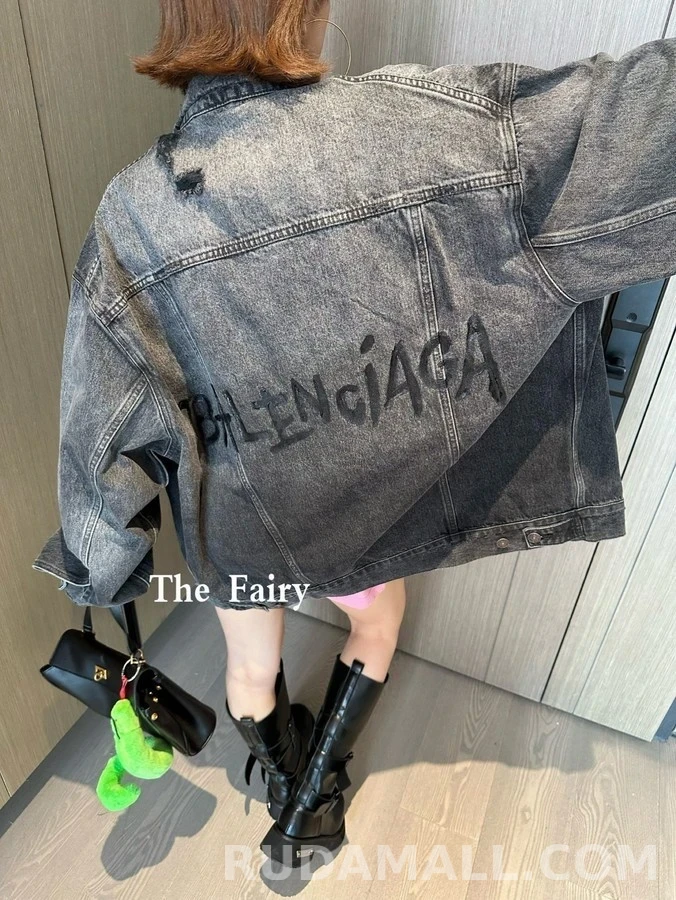 발렌시아가 발렌시아가 그라피티 레터링 워싱 데님 자켓 상세 이미지