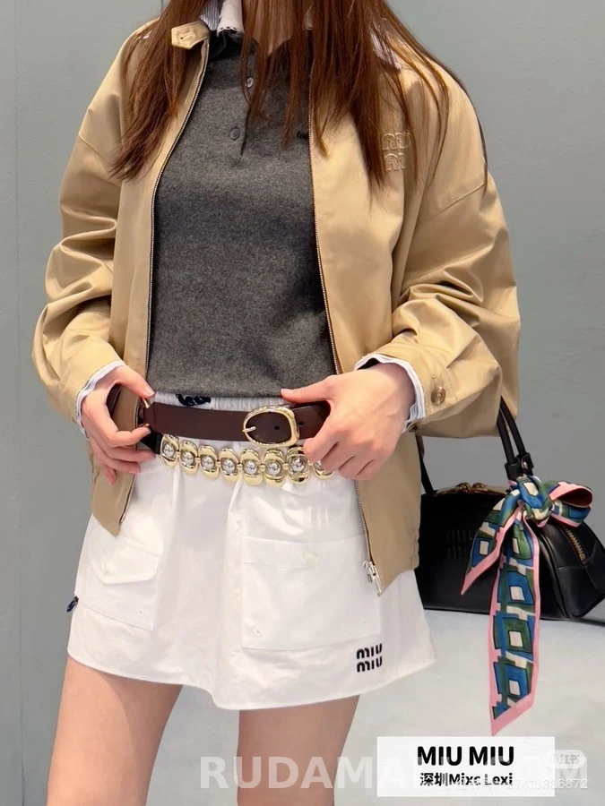 미우미우 미우미우 로고 스트라이프 칼라 자켓 상세 이미지