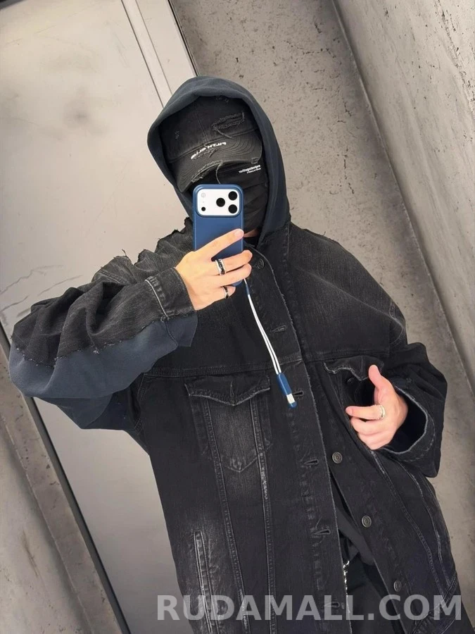 발렌시아가 발렌시아가 데님 후드 맨투맨 상세 이미지