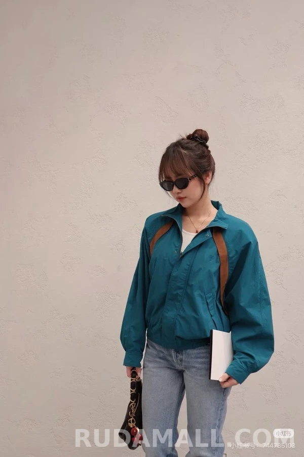생로랑 세인트로랑 배색 스탠드넥 자켓 상세 이미지