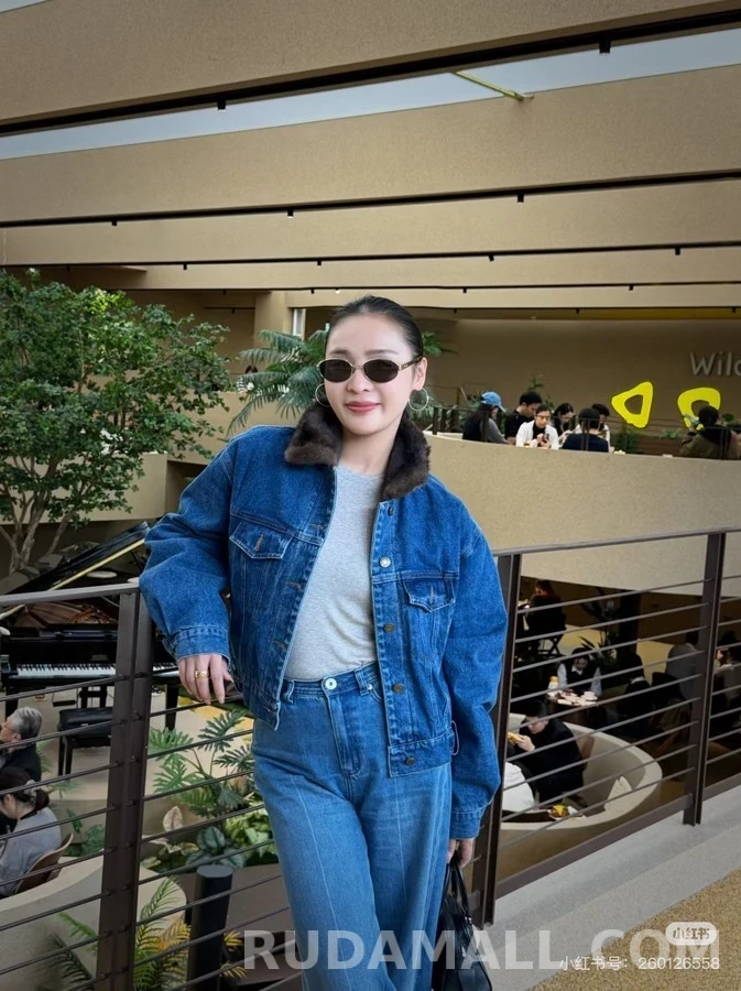 생로랑 생로랑 밍크 퍼 카라 데님 자켓 상세 이미지
