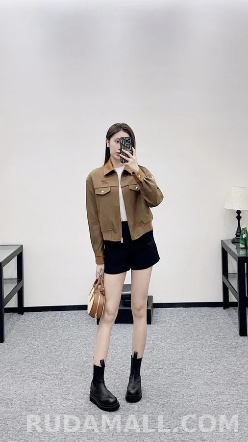 미우미우 미우미우 스웨이드 칼라 집업 자켓 상세 이미지